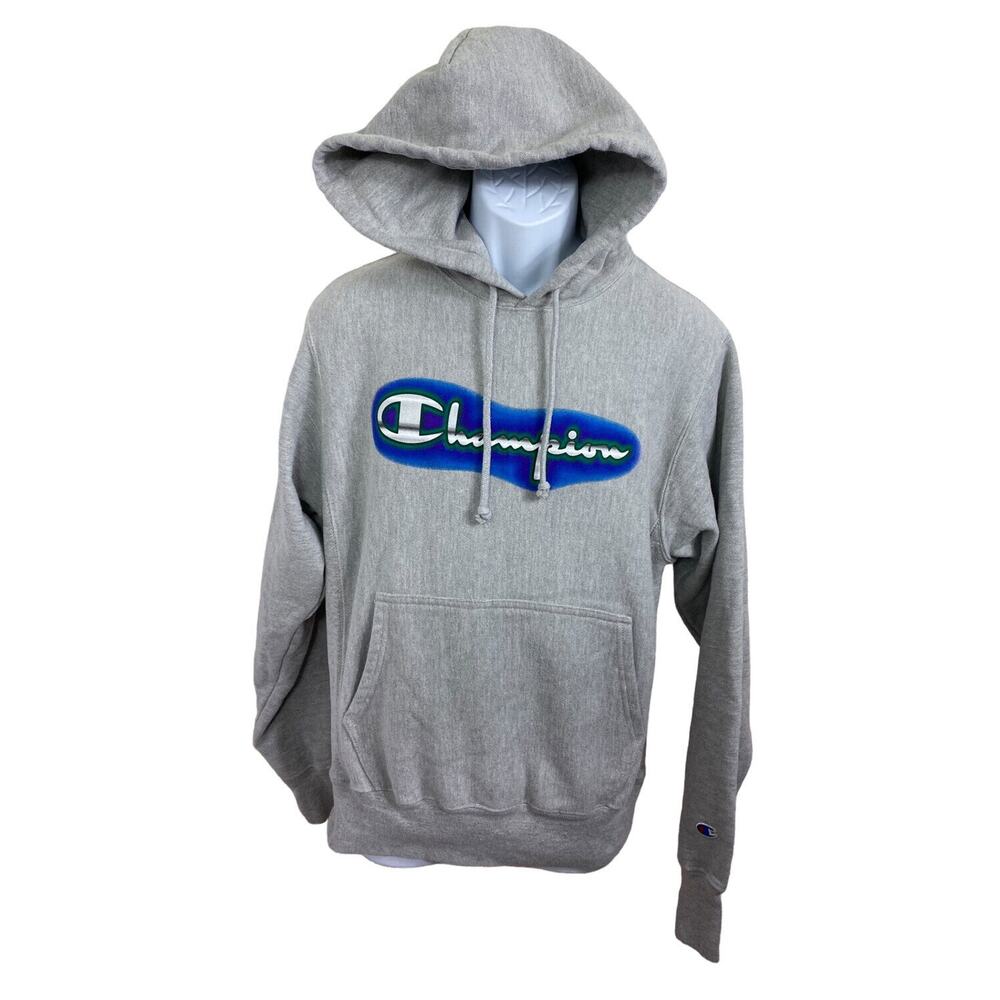 Champion Reverse Weave Sweatshirt Hoodie Sz M Gray Thick Heavyweight Pullover